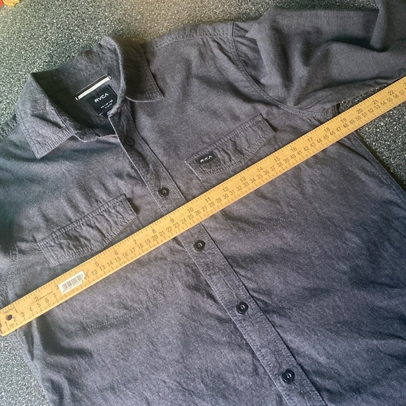 RVCA Buttons Up 100% Cotton Slim Fit Charcoal Black Gray Men's Shirt Size XS ! - Picture 8 of 11